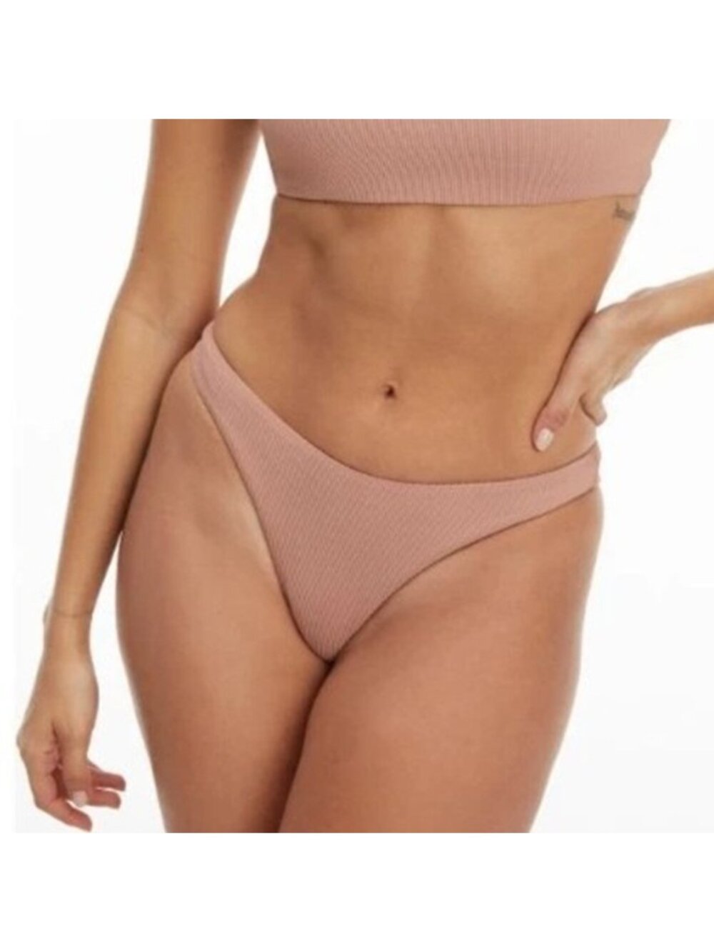 Good American Better Bikini Bottom GSW00113 Desert Rose Rib Size 3